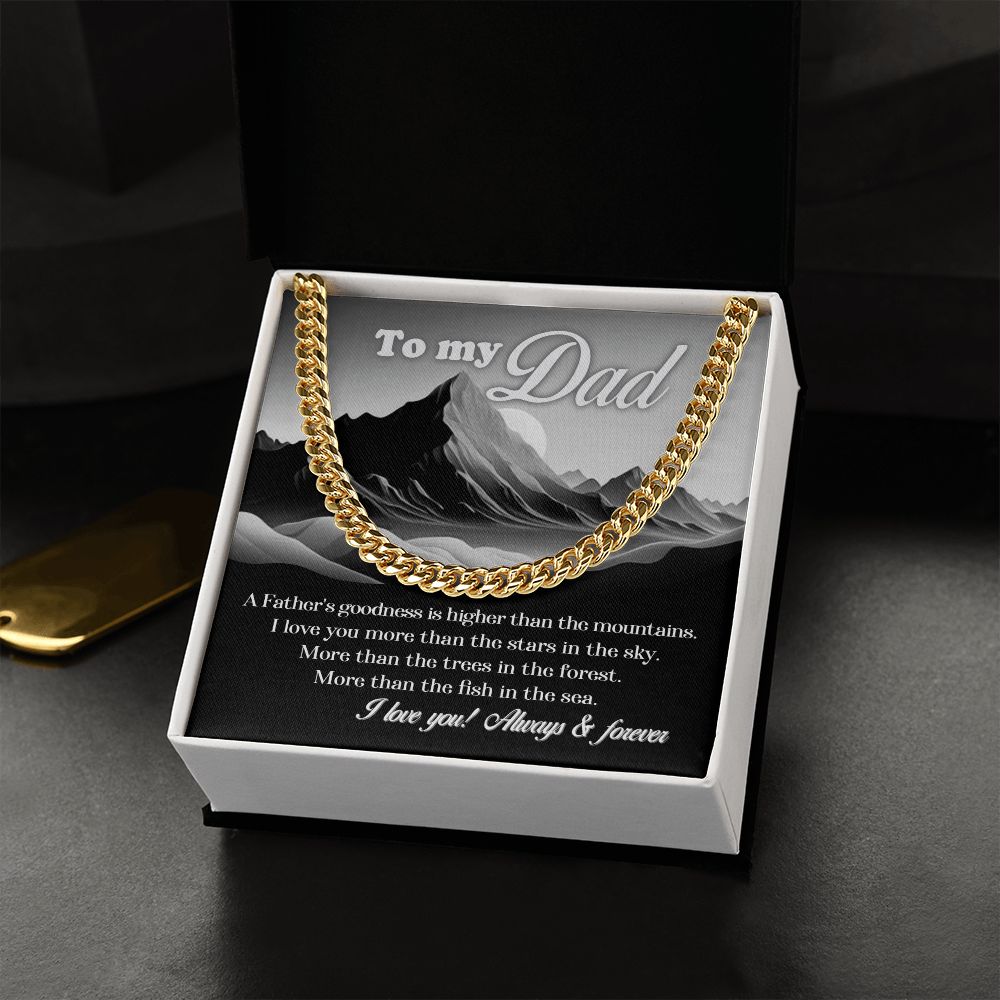 Dad-Father And Mountains Cuban Link Chain
