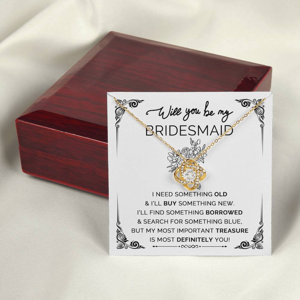 Bridesmaid-Will You Be My Bridesmaid Love Knot Necklace
