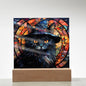 Halloween Black Cat Square Acrylic Plaque