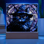 Halloween Black Cat Square Acrylic Plaque