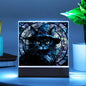 Halloween Black Cat Square Acrylic Plaque
