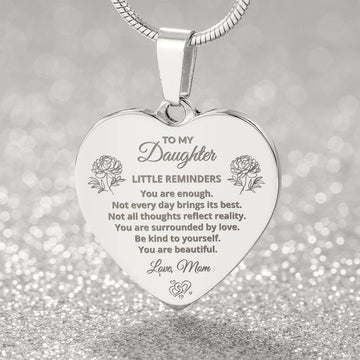 Little Reminders To Daughter - Engraved Heart Necklace