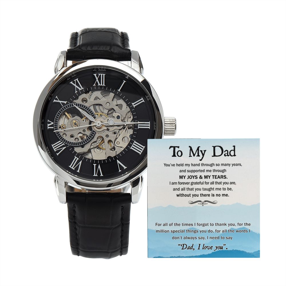 Dad-Held My Hand Men's Openwork Watch