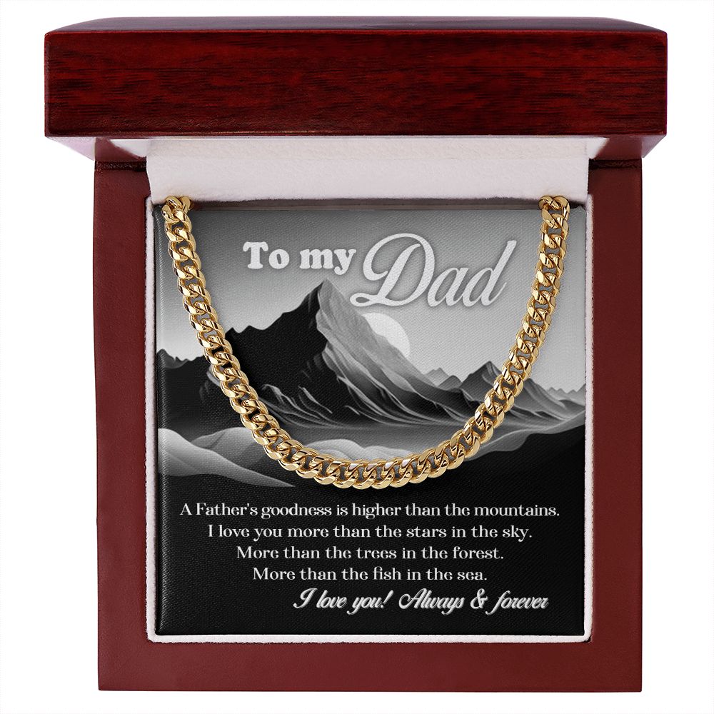 Dad-Father And Mountains Cuban Link Chain