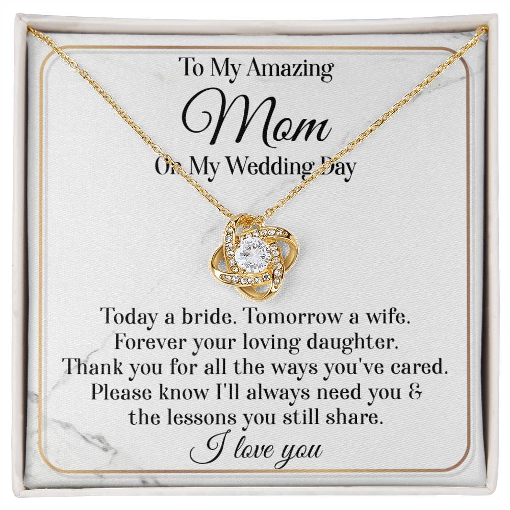 Mom-On My Wedding Day Love Knot Necklace