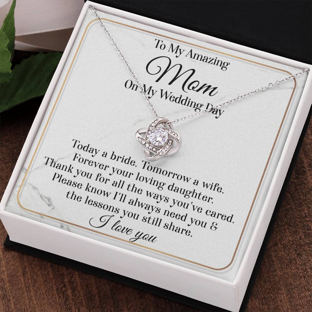 Mom-On My Wedding Day Love Knot Necklace