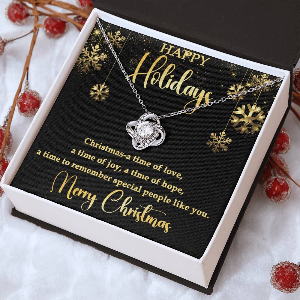 For Her - Happy Holidays Love Knot Necklace