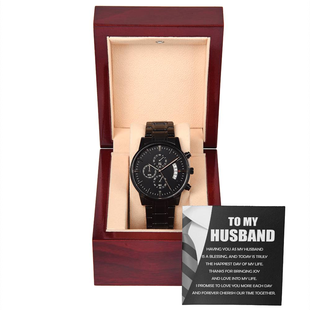 Husband- Blessing Black Chronograph Watch