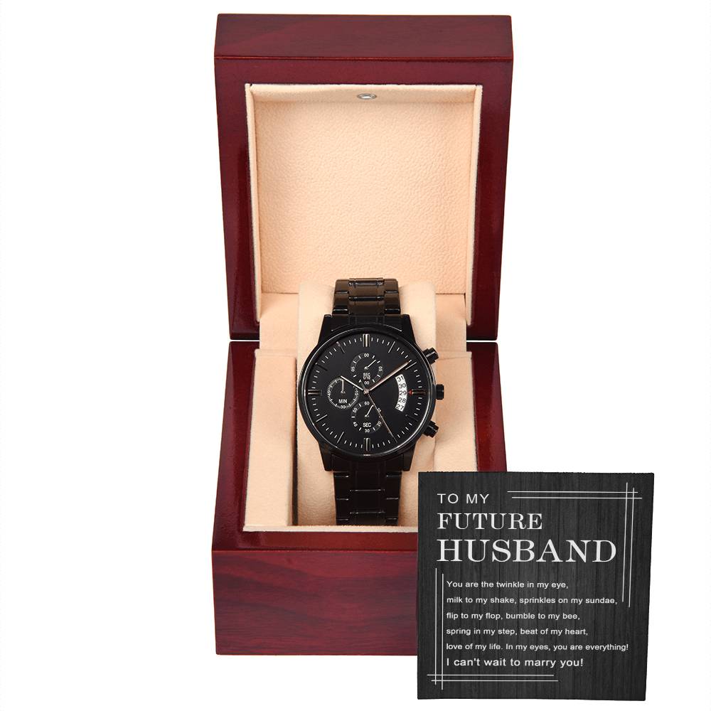 Husband-To My Future Husband Black Chronograph Watch