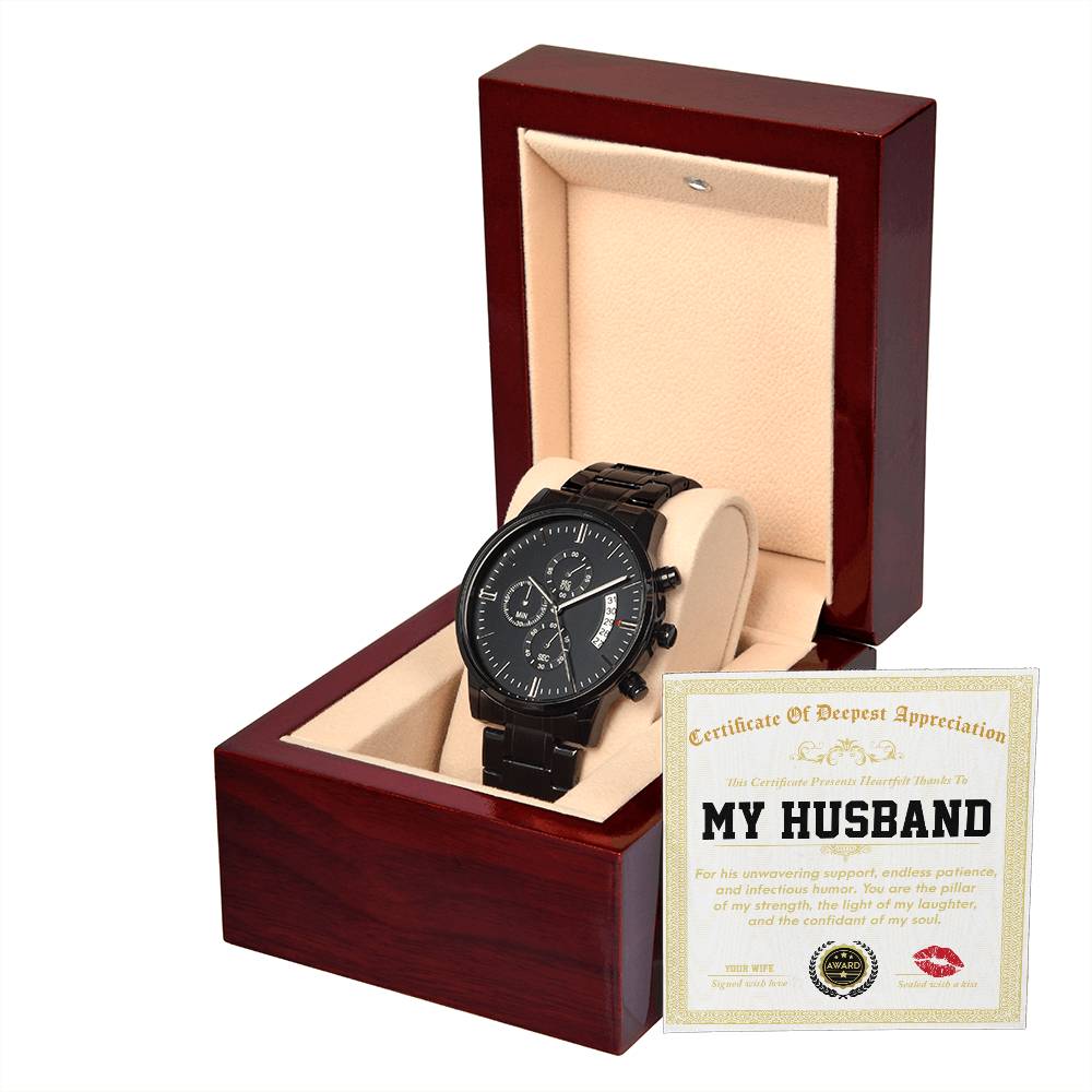 Husband - Deepest Appreciation Black Chronograph Watch