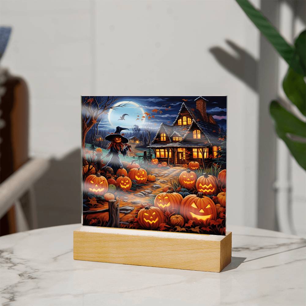 Halloween Home Square Acrylic Plaque