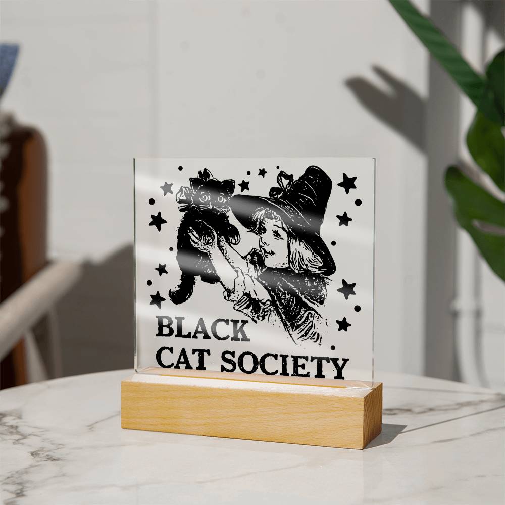 Black Cat Society Acrylic Square Plaque