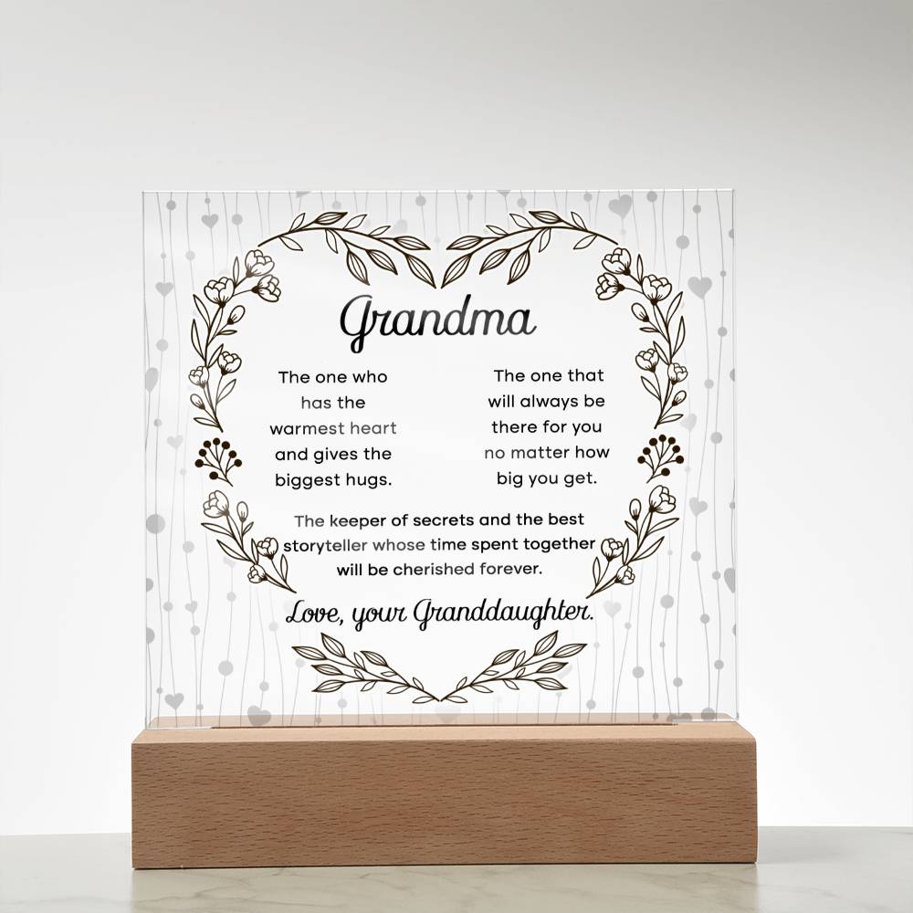 Grandma- Cherished Forever Acrylic Square Plaque