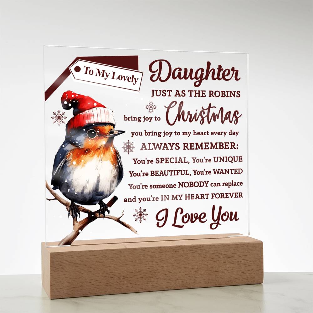 Daughter - Robins Bring Joy Acrylic Square Plaque