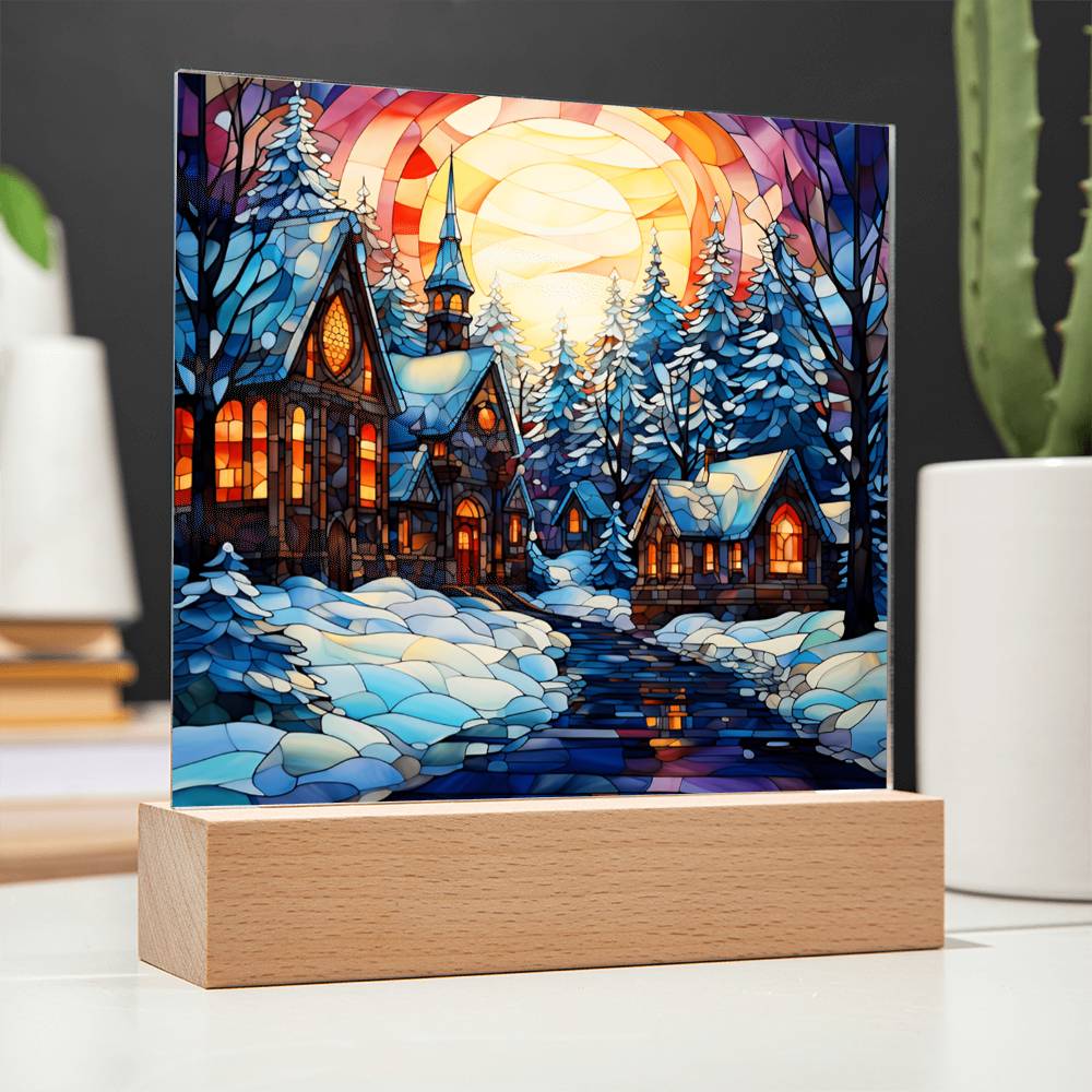 Stained Glass Christmas V2 | Acrylic Square Plaque