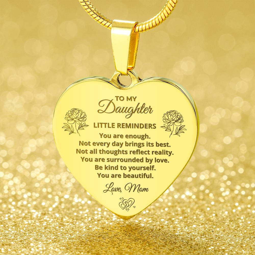 Little Reminders To Daughter - Engraved Heart Necklace