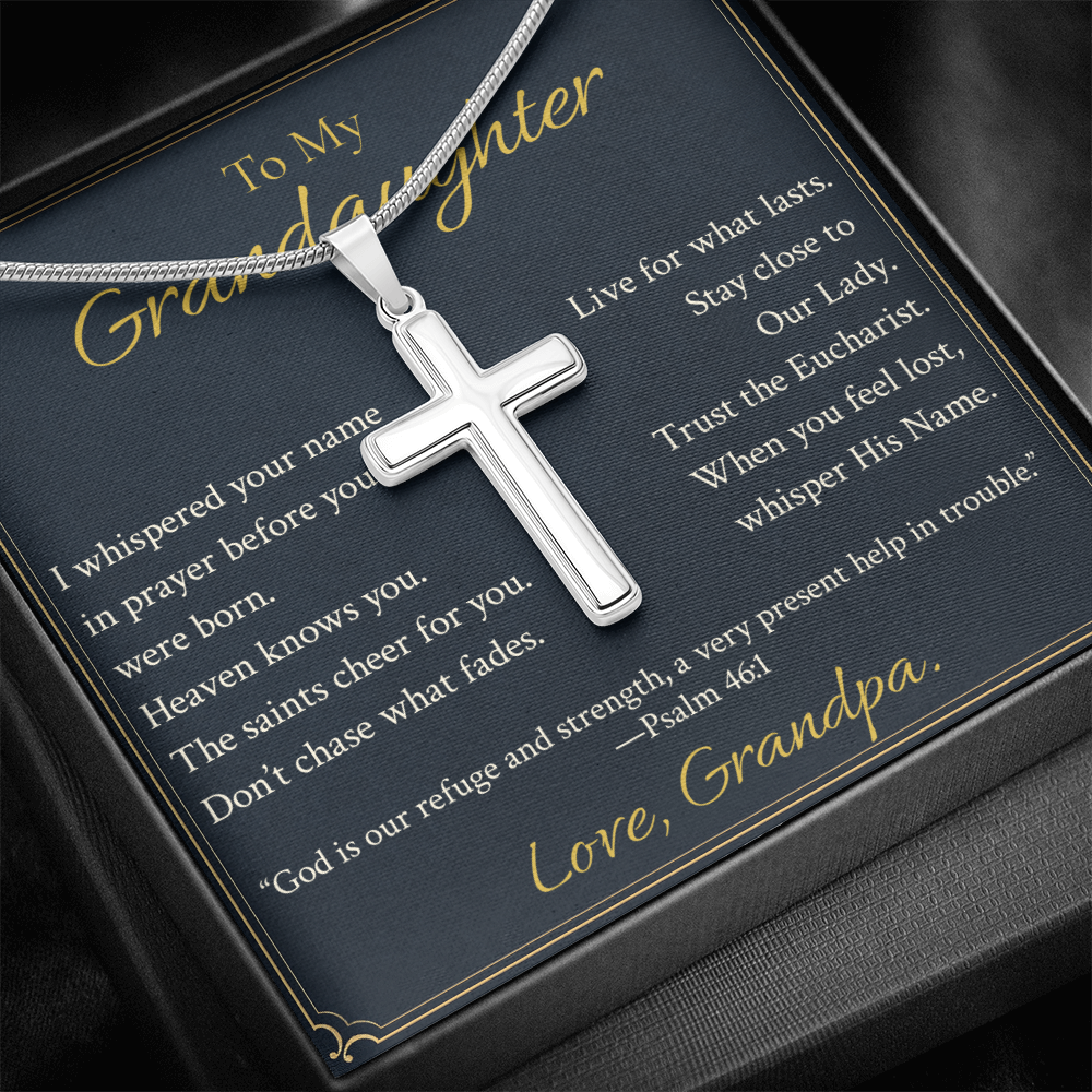 For Granddaughter—Heaven Knows You Artisan Cross Necklace