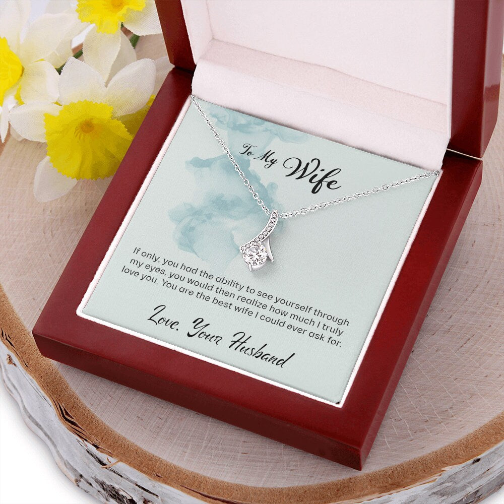 To Wife Message Card Necklace, Alluring Beauty Necklace, My Wife, My Wife Message Card Necklace for Wife