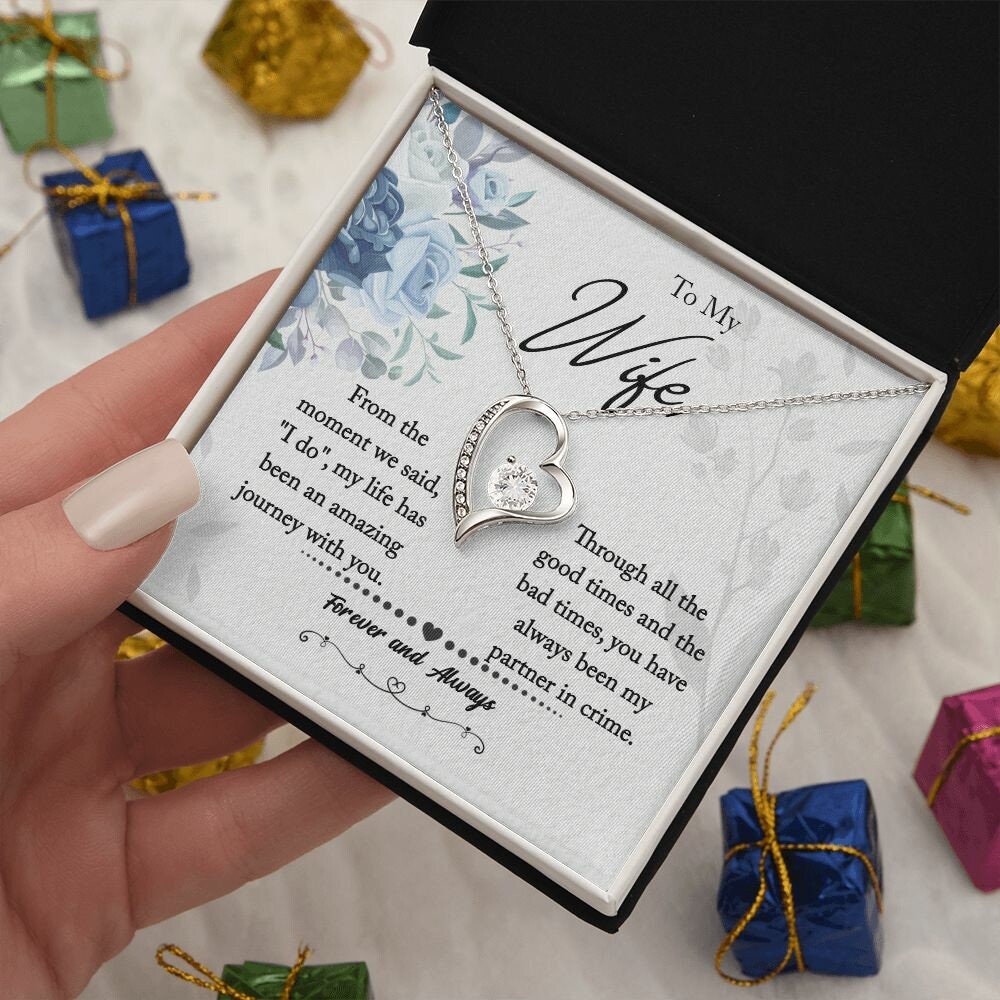 To Wife Message Card Necklace, Forever Love Necklace, My Wife, My Wife Message Card Necklace for Wife, Valentine's Day Gift